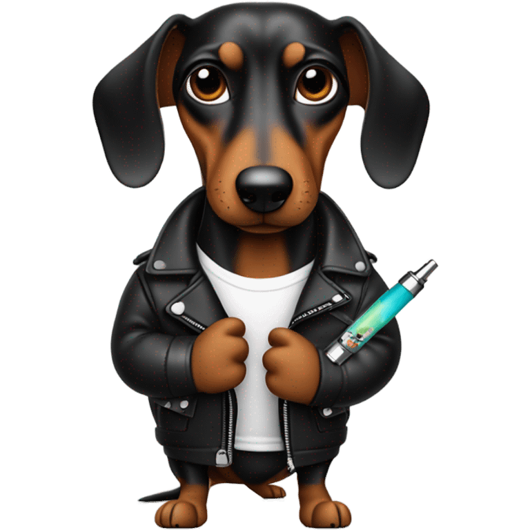 Sausage dog vaping in a leather jacket emoji