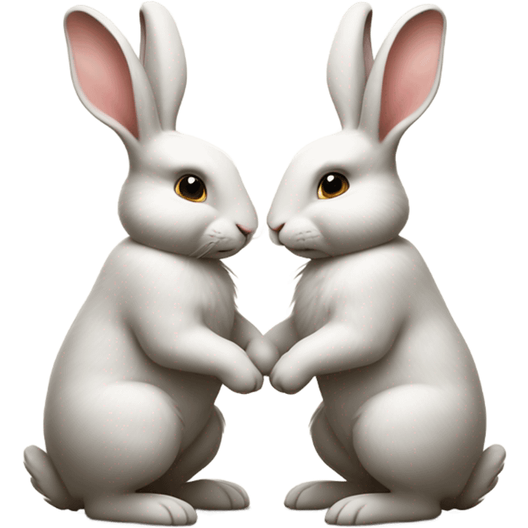 Two rabbits with heart emoji