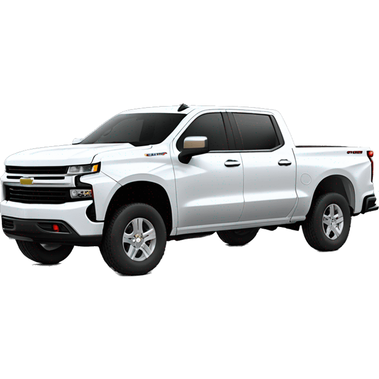 2019 White Chevrolet Silverado crew cab with tinted windows emoji