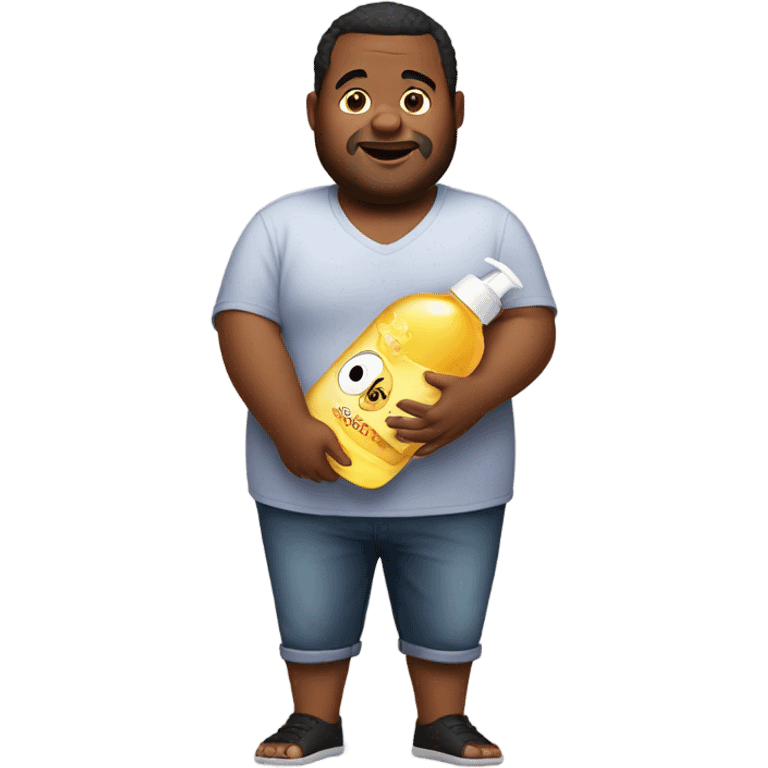 Fat guy holding baby oil emoji