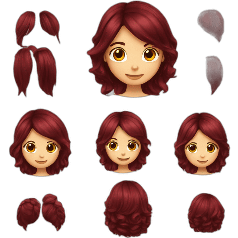 fille mignonne cheveux bordeaux  emoji