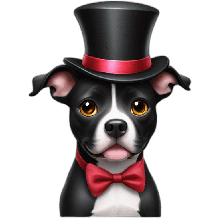 Black Staffordshire bull-terrier with an magician hat emoji