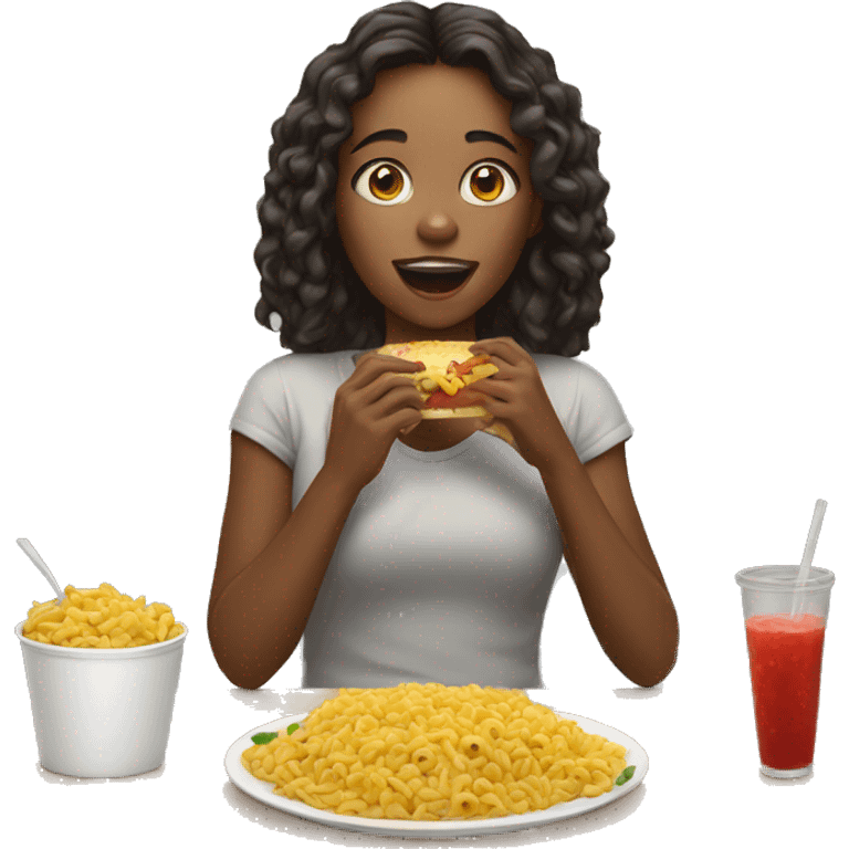 girl eating a lot of food emoji