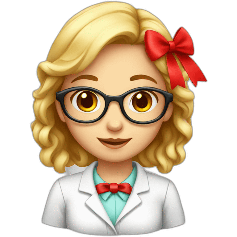 young chemist girl red bow emoji