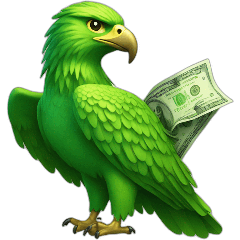 green eagle with money emoji