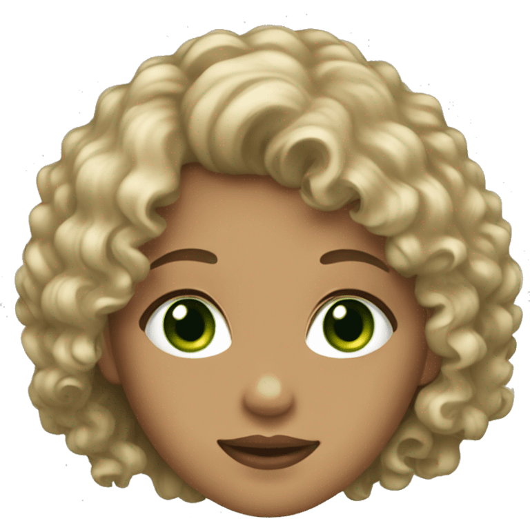 girl with dirty blonde curly hair and green eyes emoji