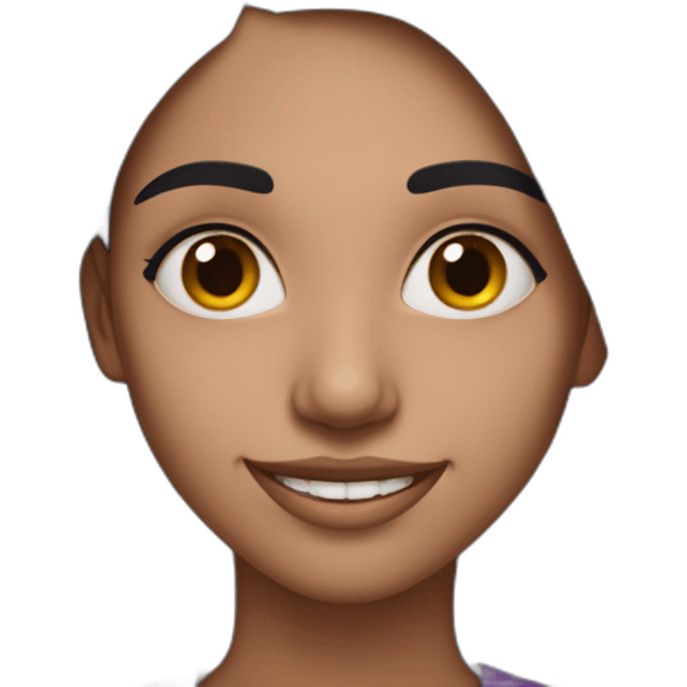 skinny 27 year old indian girl wearing purple with long black hair smiling with teeth profile photo emoji