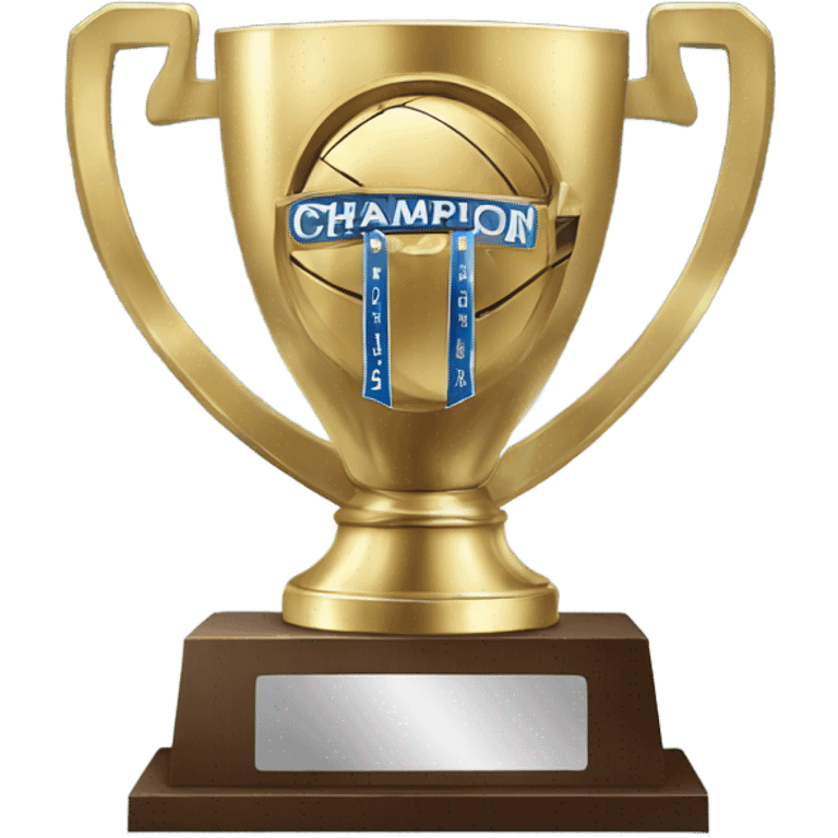 A championship trophy with 'Champion' written on it emoji