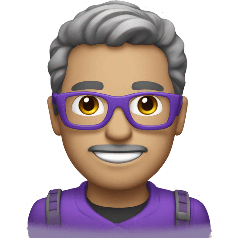 Une super héro du marketing digital habillé en violet emoji