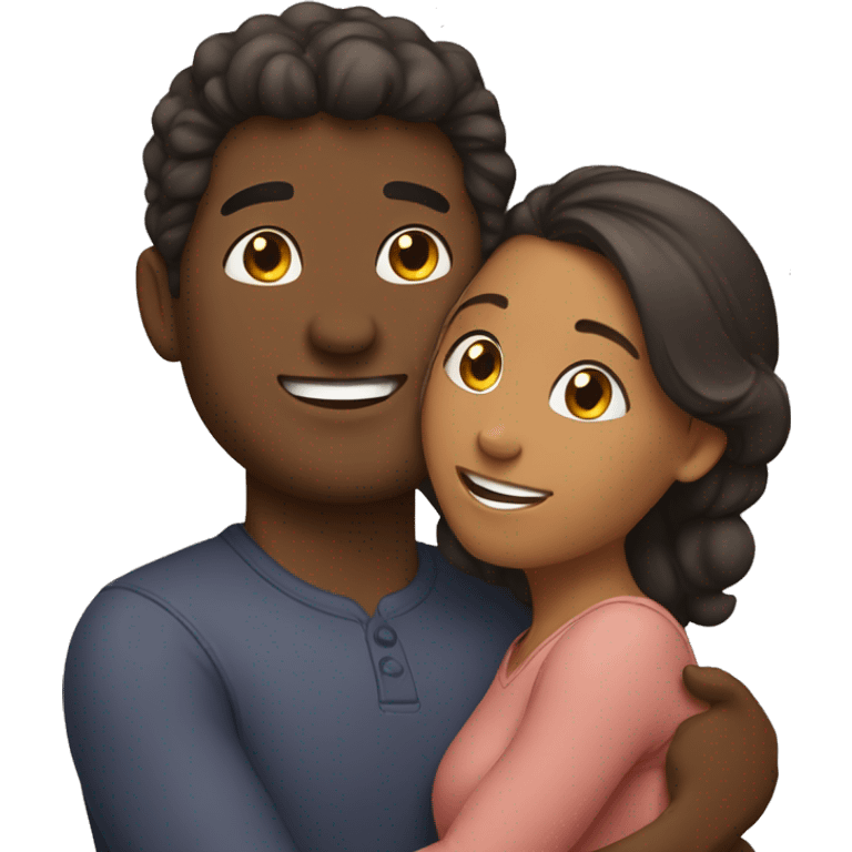 Brownskin girl with man in hug  emoji