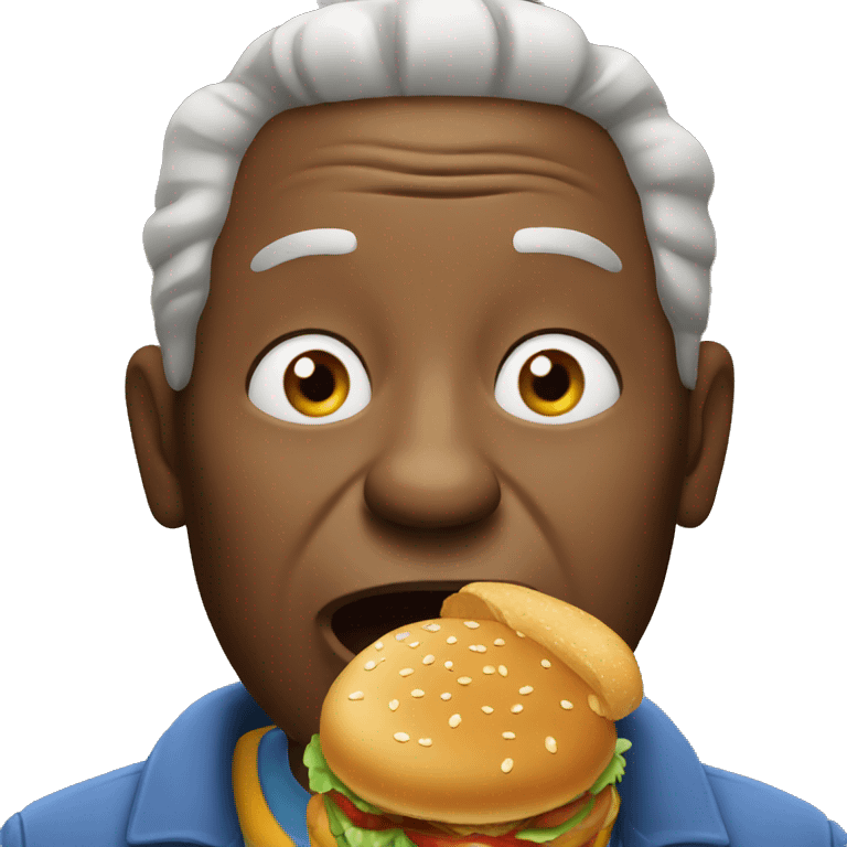 old black man eating burger emoji