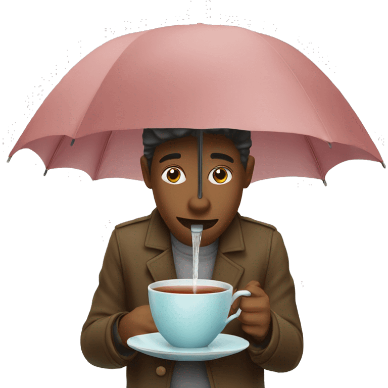 drinking tea with umbrella emoji