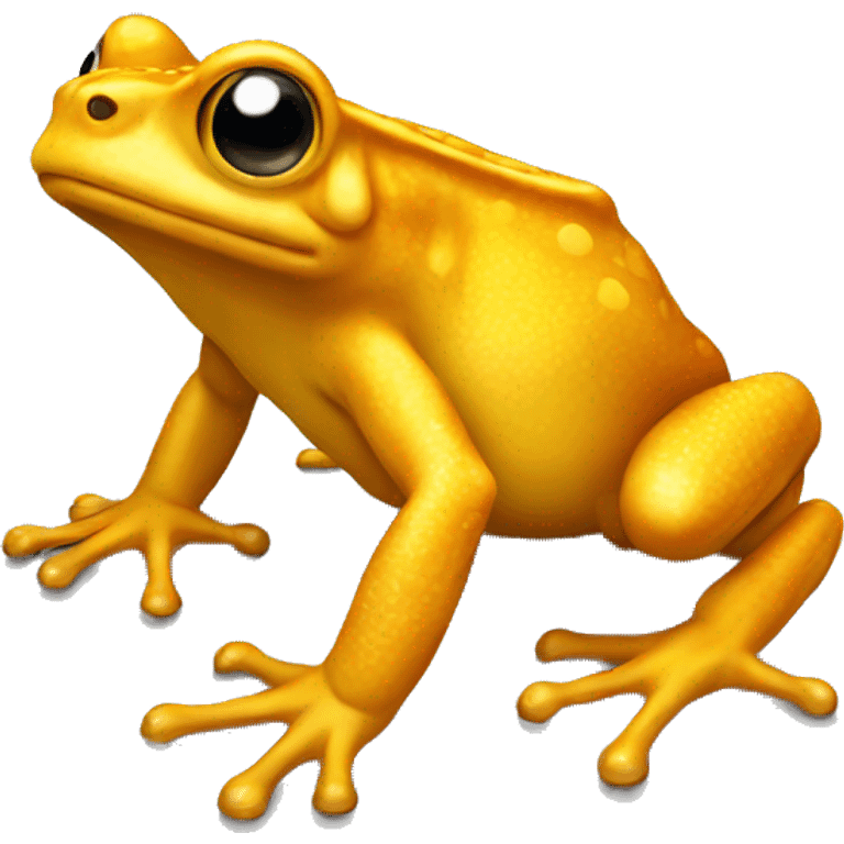 golden toad with 2 legs in front and 1 hind leg.  emoji