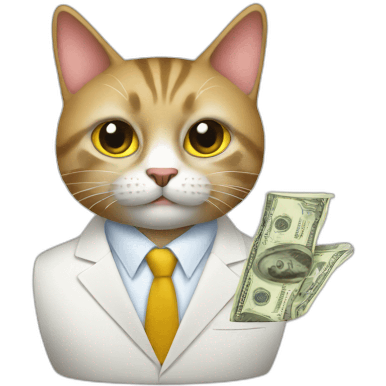 Cat with suits and money emoji