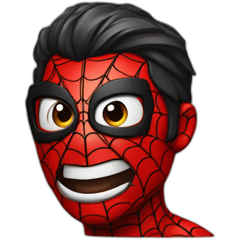 Spiderman avec son doi en laire. emoji