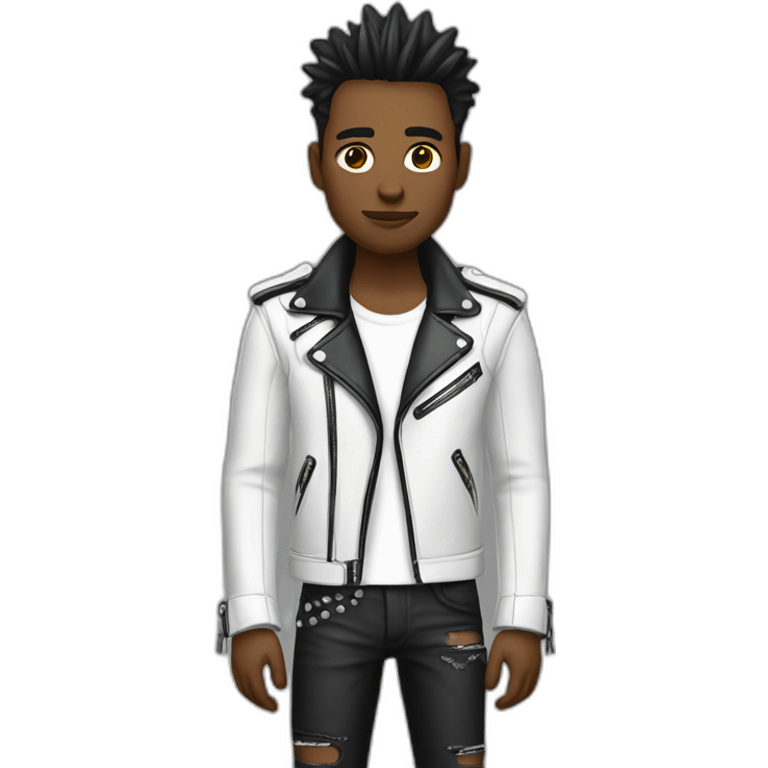 Punk man with white leather jacket emoji