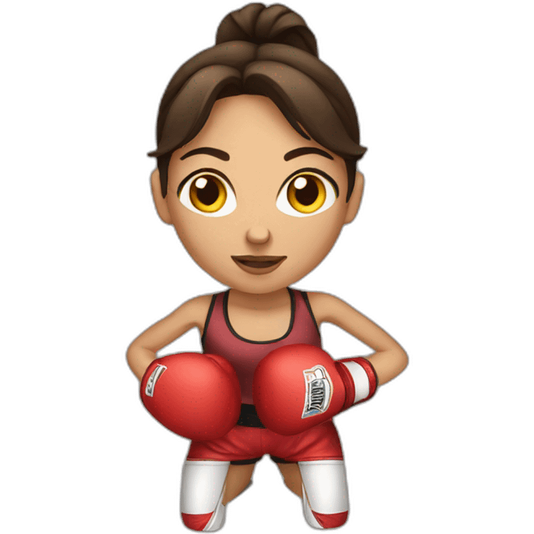 brunette female boxer emoji