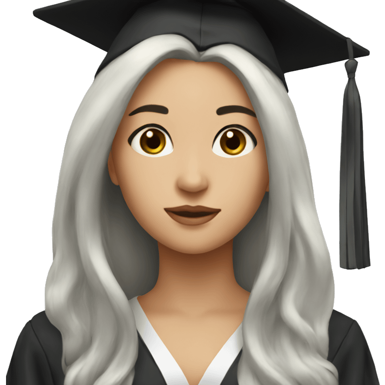 graduation girl with long black hair emoji