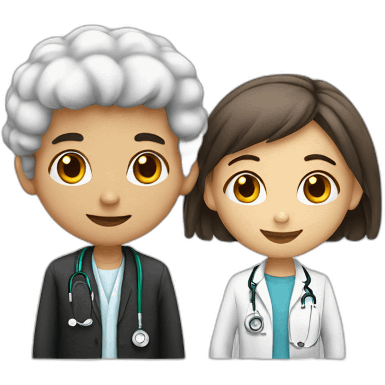 White cutie Jewish girl friendship with doctor Arabic boy emoji