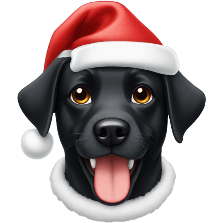 Black dog wearing Santa hat emoji