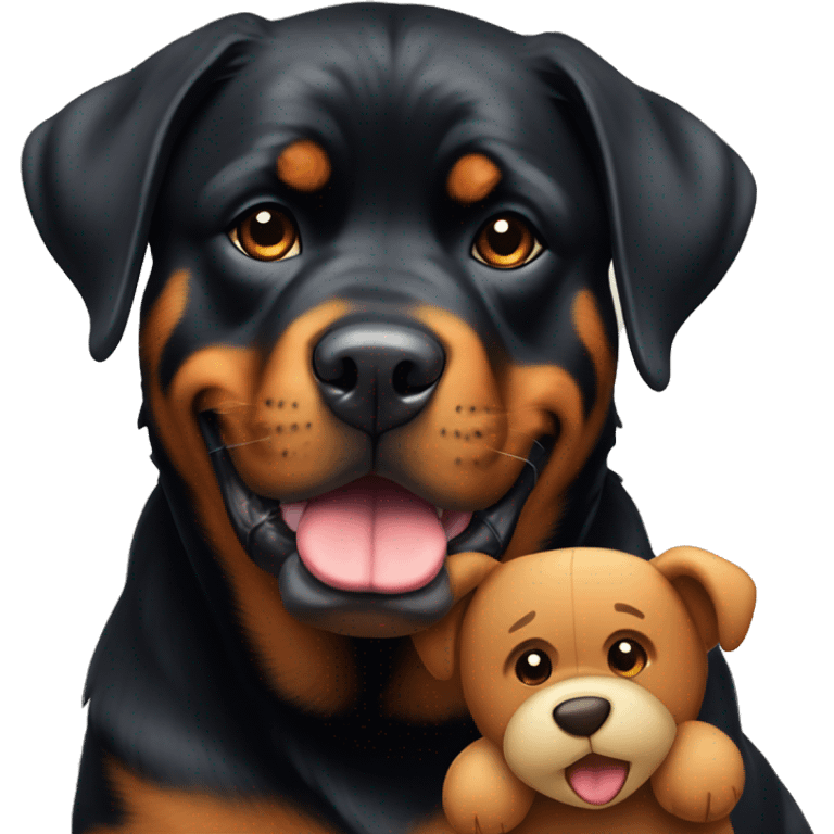 Rottweiler whit a teddy emoji