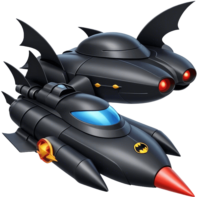 batmobile riding a rocket ship boom! emoji