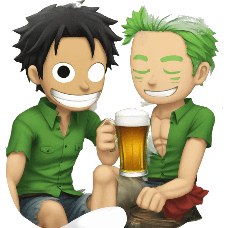 Luffy drink beer with zoro emoji