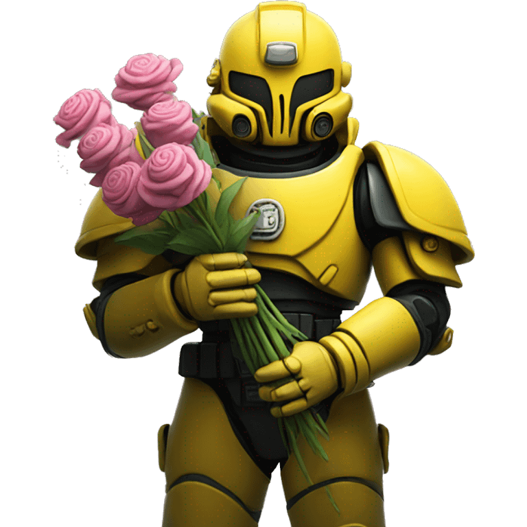 yellow spacemarine holding flowers  emoji