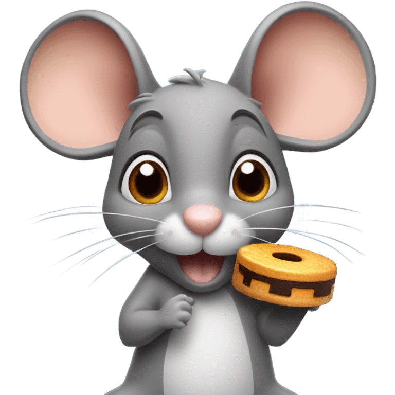 Cute mouse holding a jaffa-cake emoji