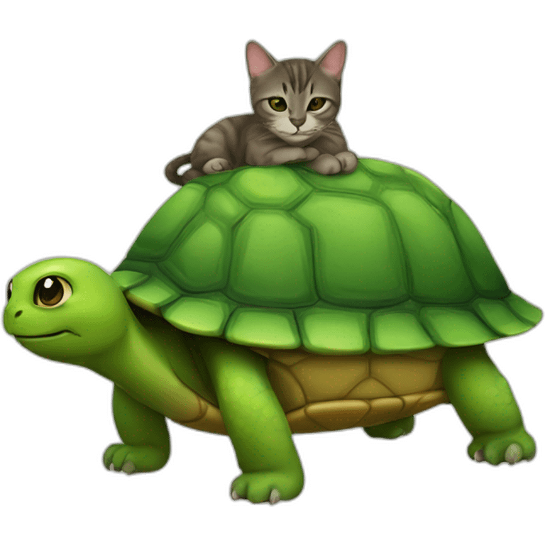 A cat on top of a turtle emoji