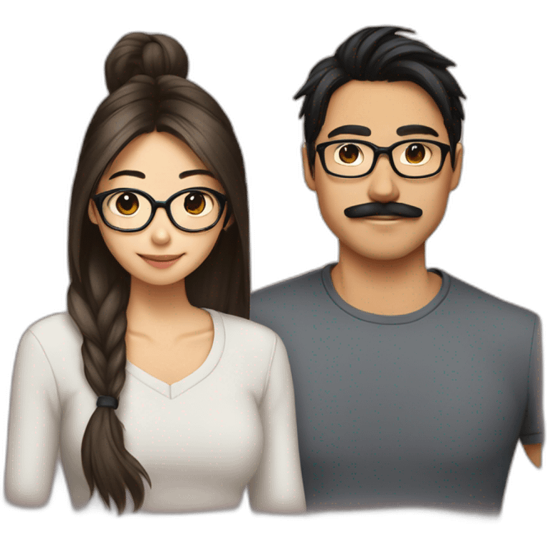 asian-moustache-glasses-ponytail-boyfriend-and-brune-girlfriend emoji