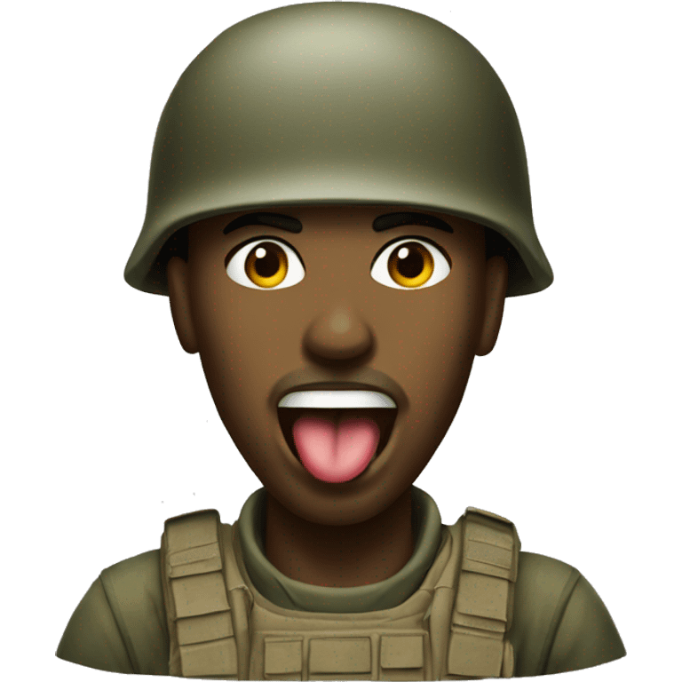 soldier shows his tongue emoji