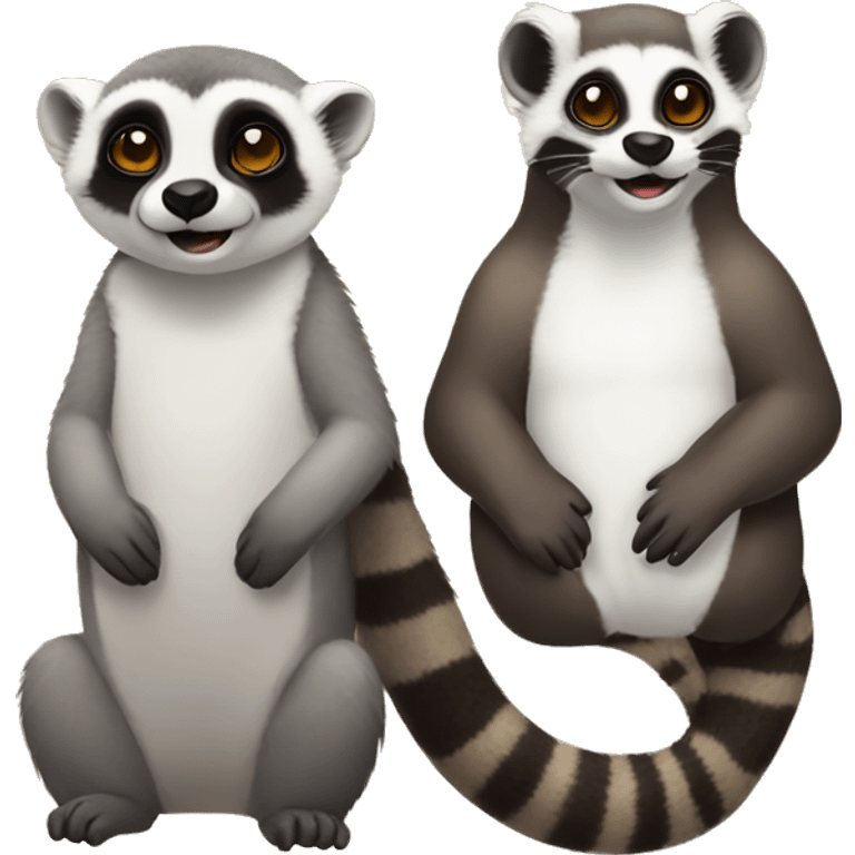 A lemur and an otter cute being friends emoji