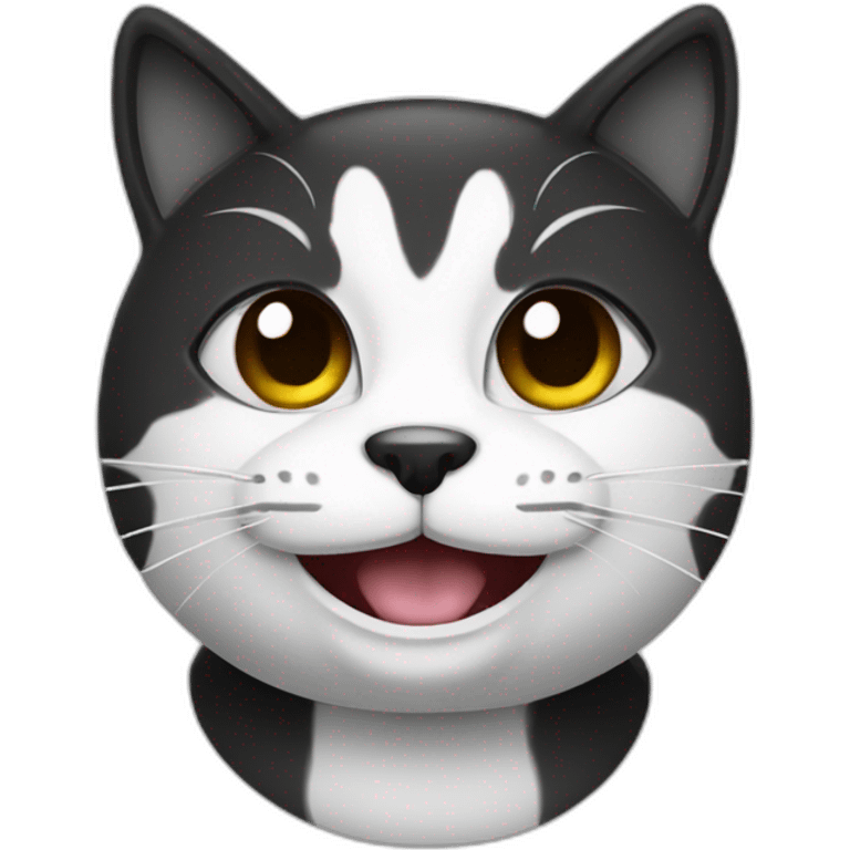 cat black and white smile emoji