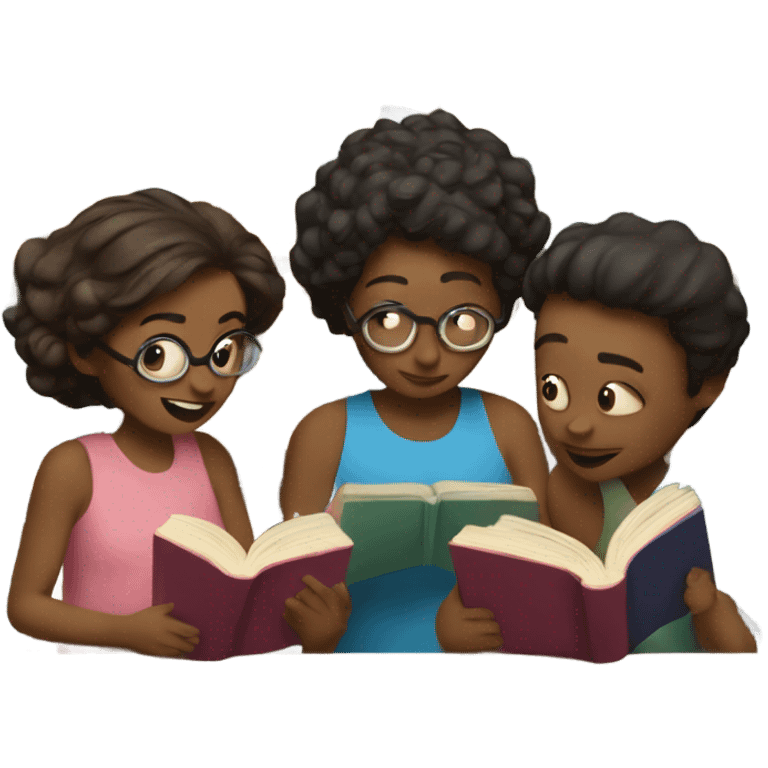 a group of people reading books emoji