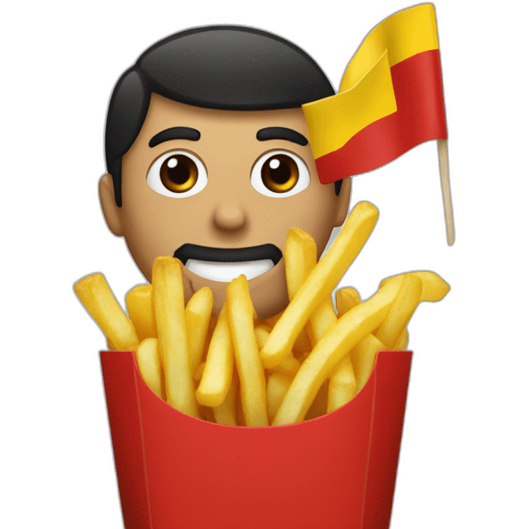 Belgium flag with a man eating French fries emoji