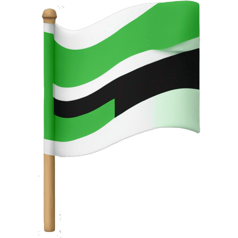 flag with three lines (green, white and black) in a stick  emoji