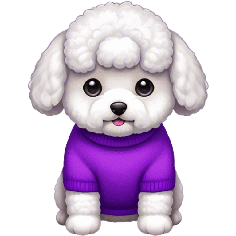 White Bichon wearing a purple sweater emoji