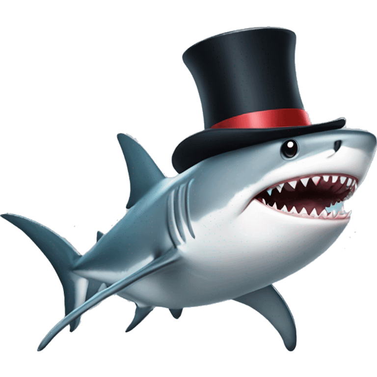 Shark with a top hat emoji