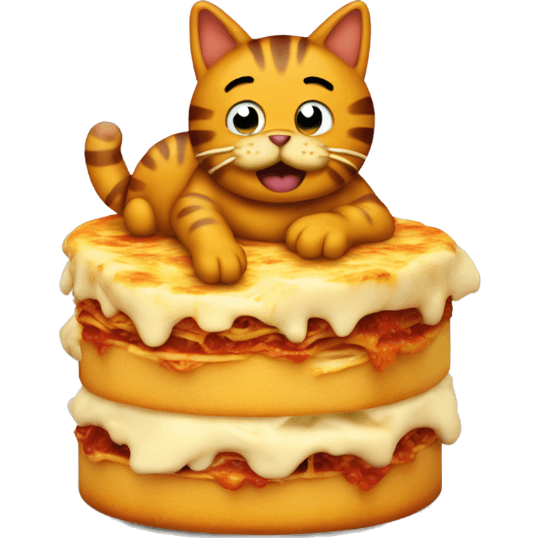 Garfield sitting on lasagne emoji