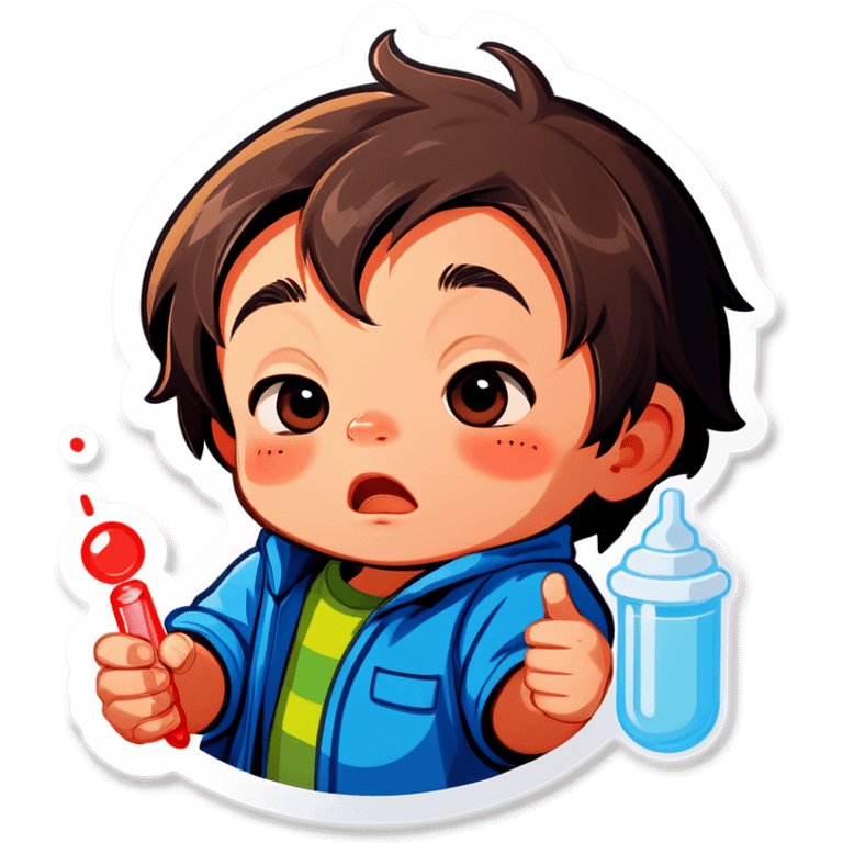 little boy having fever  emoji