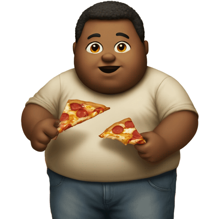 A fat boy eating pizza emoji