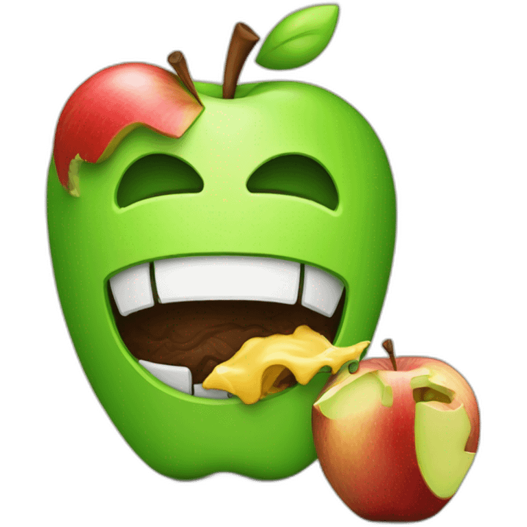 Apple Logo eating Android Logo emoji