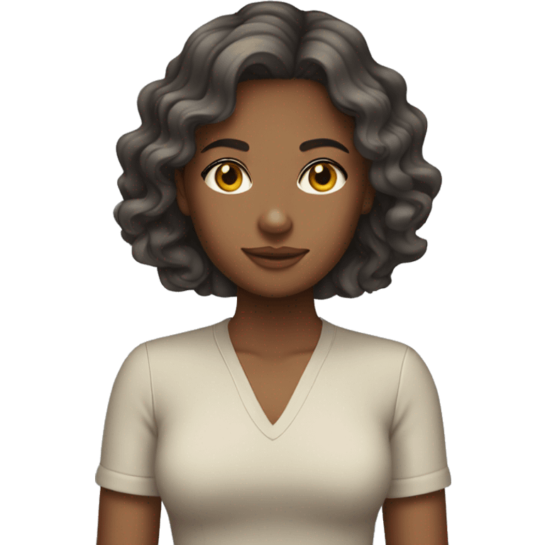 Wavy hair girl with slight tan skin emoji