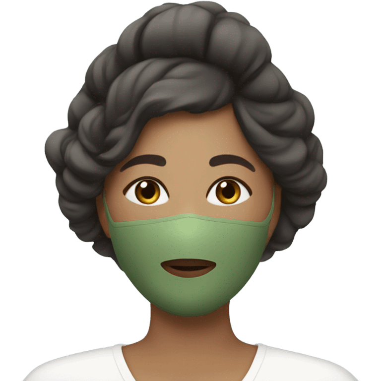 Lady with face mask spa beauty full face relaxing emoji