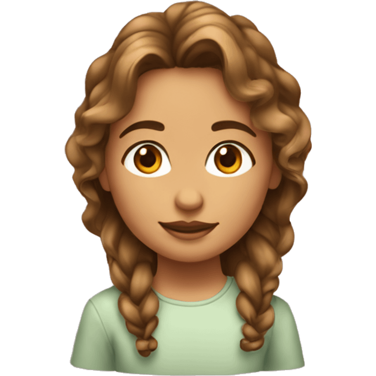 niña pelo castaño ondulado emoji