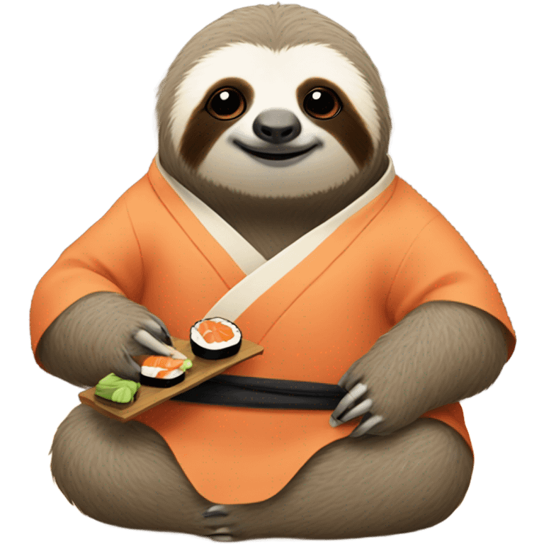 Sloth eating at a sushi bar emoji