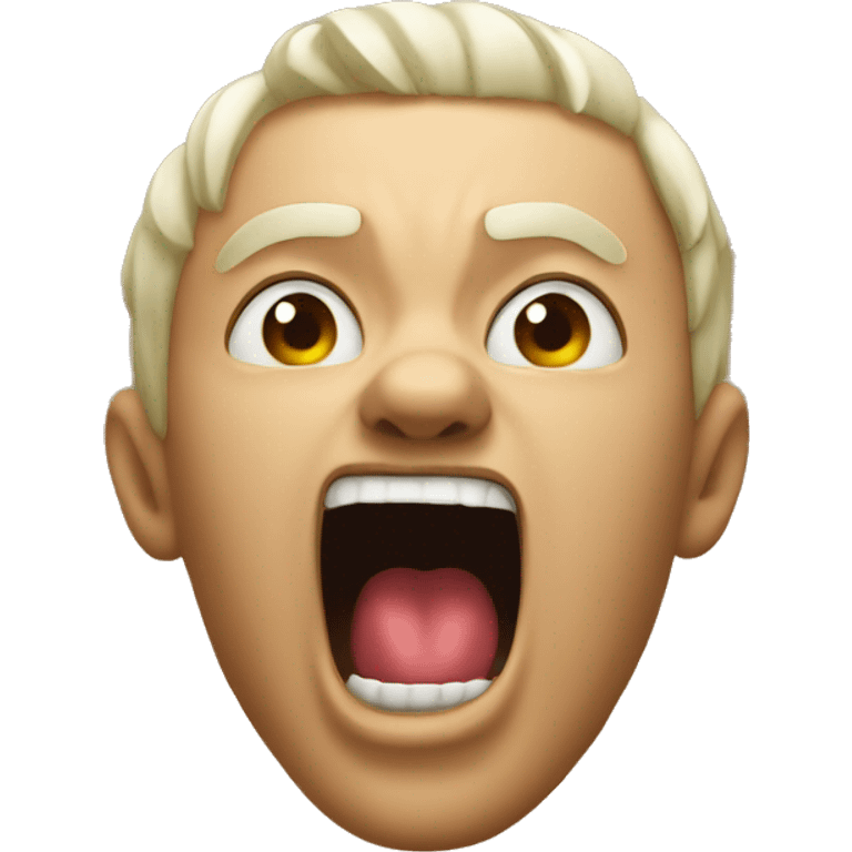 Emoji with open mouth tongue out yelling angry emoji