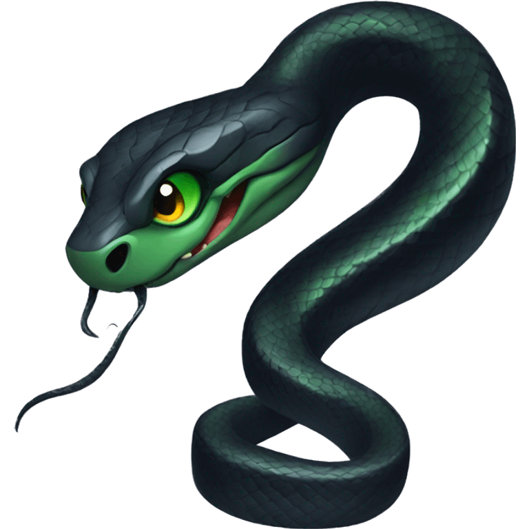 black snake with green eyes emoji