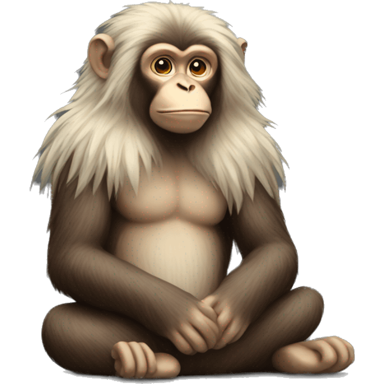 Sitting Monkey with long hair emoji